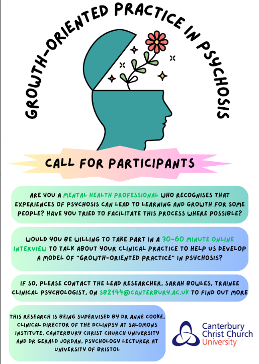 Recruitment poster for the Growth-Oriented Practice in Psychosis study — Call for Participants